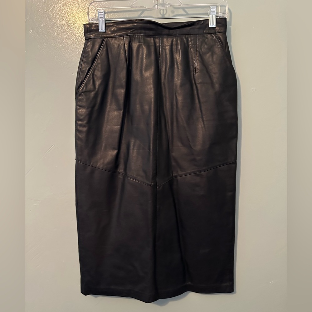 Vintage Leather Midi Skirt